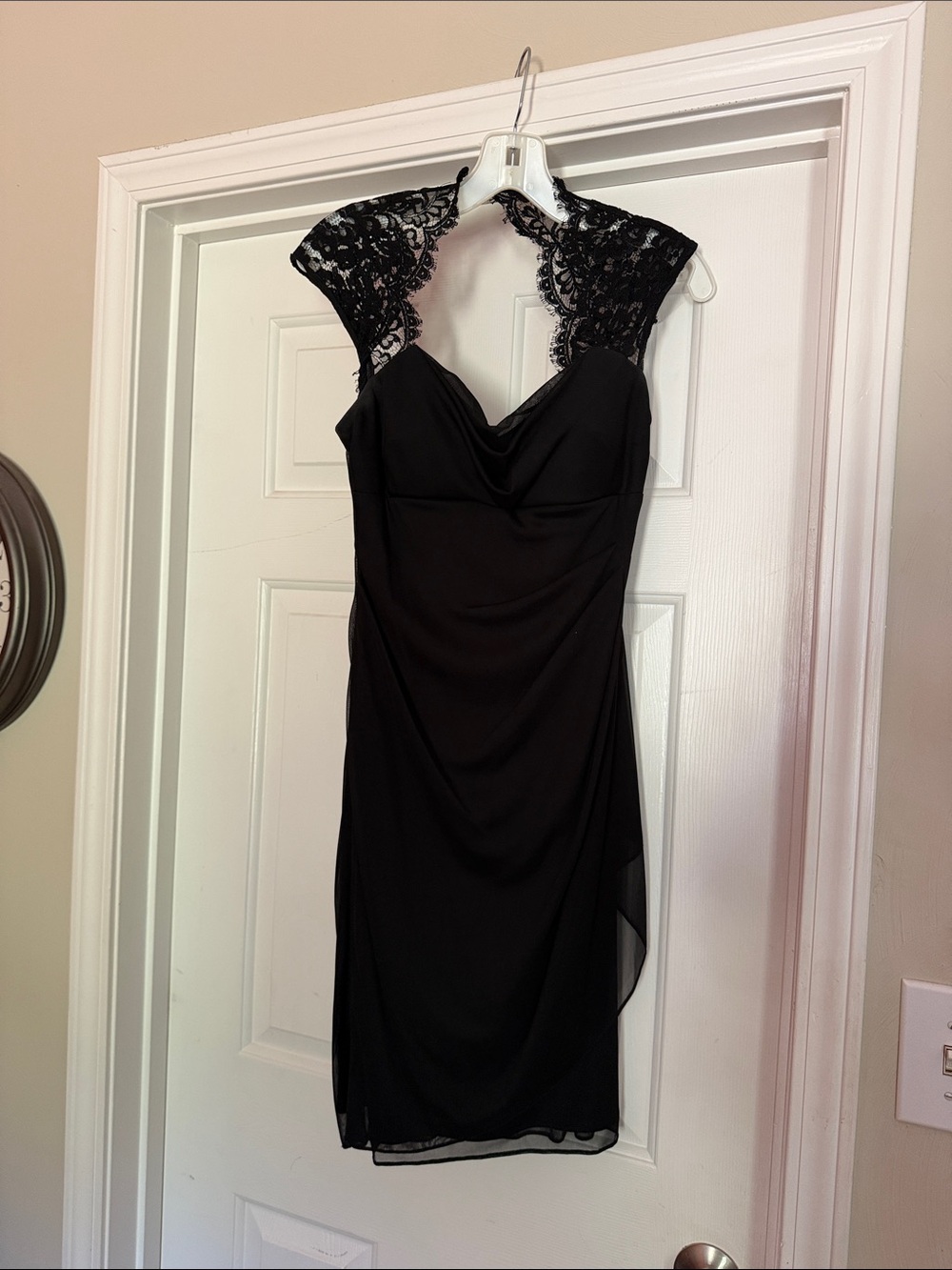 Xscape Black Lace-Back Midi Dress